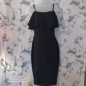 US 10 Boohoo Night Suzy Strappy Off Shoulder Midi Bodycon Dress
